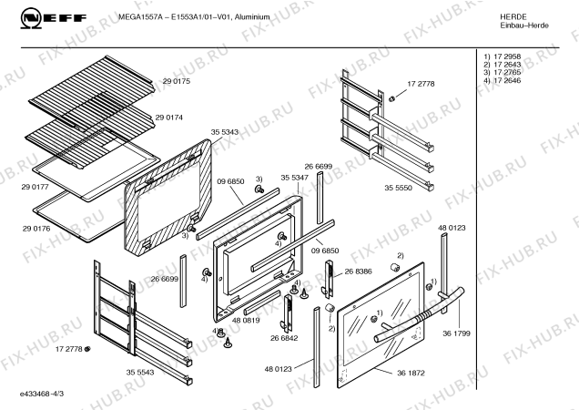Схема №3 E1553A1 MEGA 1557 A с изображением Инструкция по эксплуатации для духового шкафа Bosch 00528524