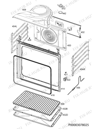 Взрыв-схема плиты (духовки) Aeg BP500432SM - Схема узла Oven