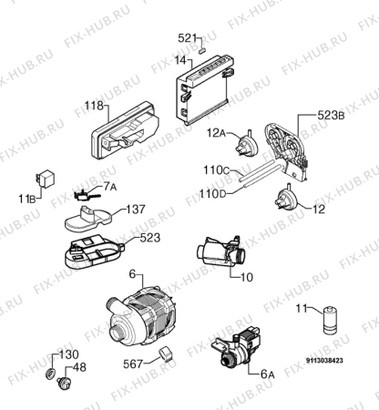 Взрыв-схема посудомоечной машины Zanussi ZDT101 - Схема узла Electrical equipment 268