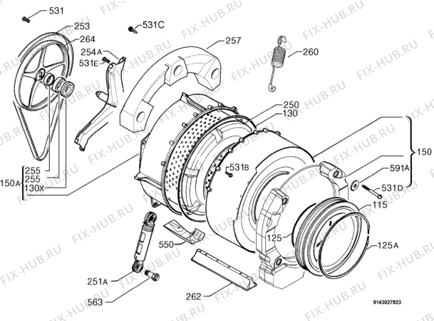 Взрыв-схема стиральной машины Rex Electrolux RJ612 - Схема узла Functional parts 267