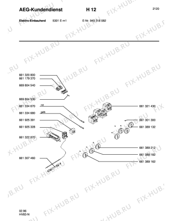 Взрыв-схема плиты (духовки) Aeg 5301E-M - Схема узла Section6