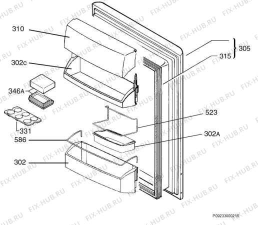 Взрыв-схема холодильника Aeg OEKO S1454-6IU - Схема узла Door 003