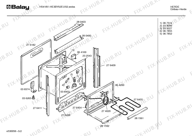 Схема №4 HE2BYA4EU H-5406V с изображением Соединение для плиты (духовки) Bosch 00036414