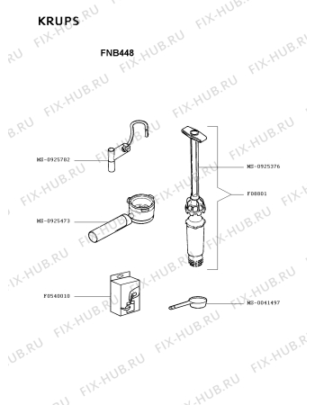Взрыв-схема кофеварки (кофемашины) Krups FNB448 - Схема узла FP002928.3P3