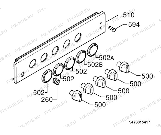 Взрыв-схема плиты (духовки) Zanussi ZCM66NX - Схема узла Command panel 037