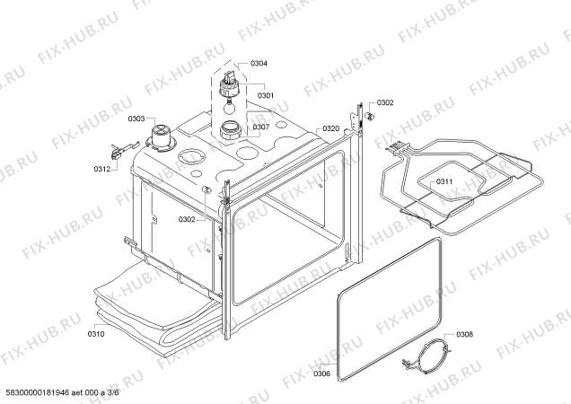 Взрыв-схема плиты (духовки) Bosch HBN331E4B - Схема узла 03