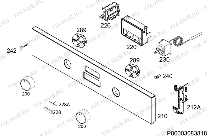 Взрыв-схема плиты (духовки) Zanussi ZZB35901XC - Схема узла Command panel 037