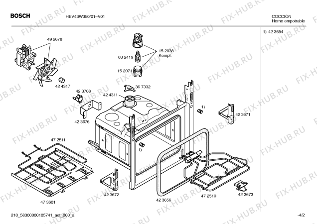 Взрыв-схема плиты (духовки) Bosch HEV43W350 - Схема узла 02