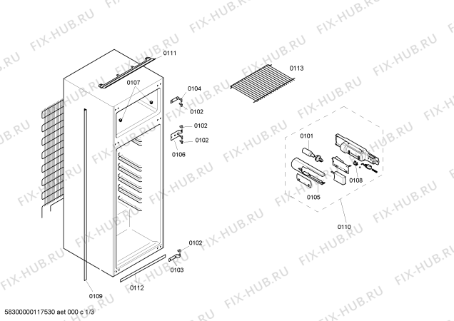 Схема №3 K1674X8, Neff с изображением Дверь для холодильника Bosch 00244060