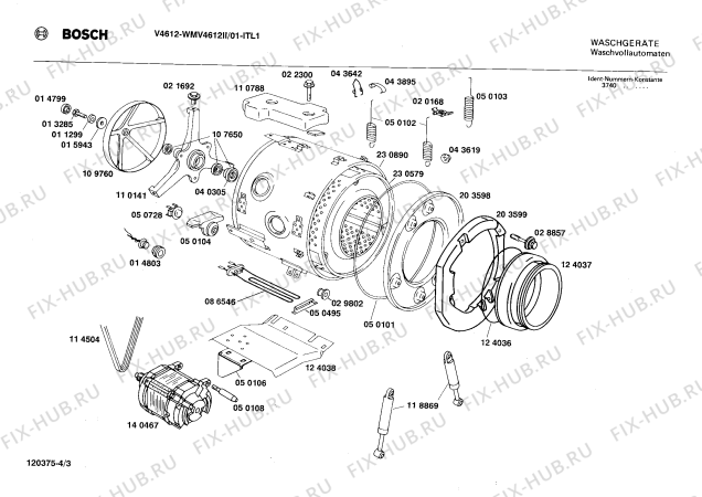 Схема №3 WMV4612II V4612 с изображением Вкладыш в панель для стиралки Bosch 00086844