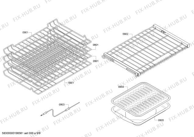 Схема №9 POM301W Thermador с изображением Противень для гриля для электропечи Bosch 11013689