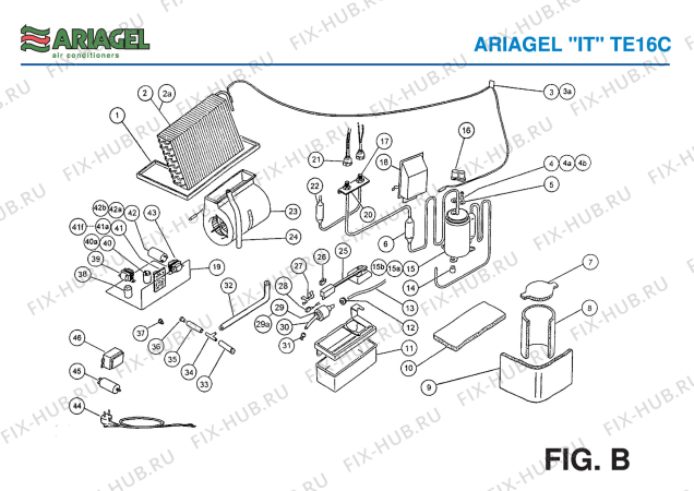 Взрыв-схема кондиционера Ariagel TE 16C - Схема узла 3