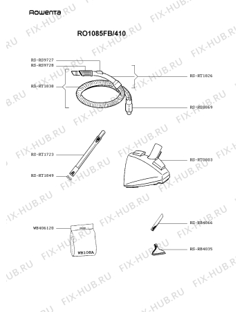 Взрыв-схема пылесоса Rowenta RO1085FB/410 - Схема узла HP001348.1P2