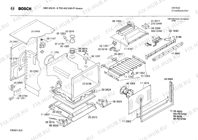 Взрыв-схема плиты (духовки) Bosch 0750452240 HBE630R - Схема узла 02