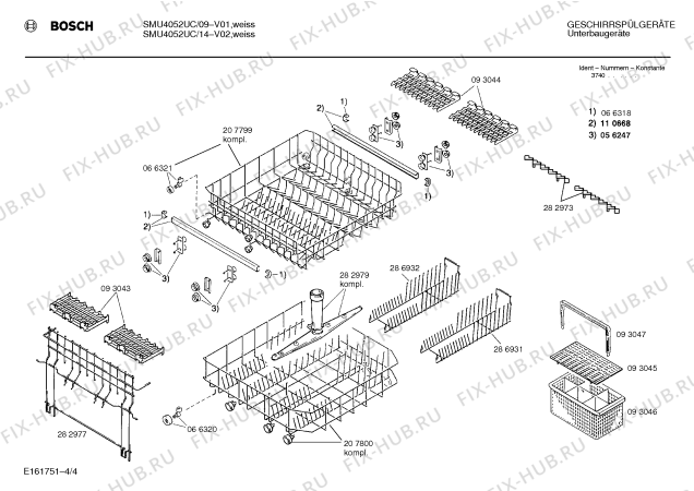 Схема №4 SMU4052UC с изображением Панель для посудомойки Bosch 00286599