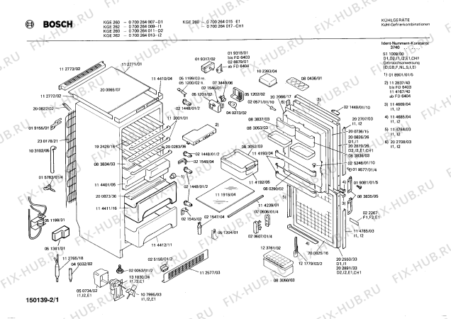 Схема №2 0700264015 KGE260 с изображением Переключатель для холодильной камеры Bosch 00112837