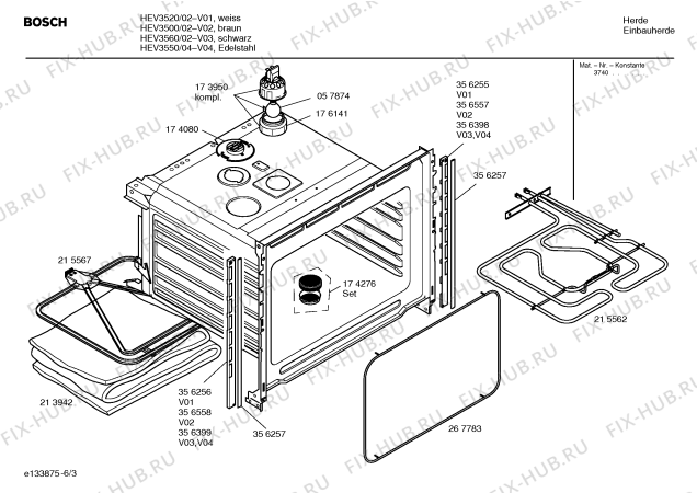 Схема №3 HEV3500 с изображением Инструкция по эксплуатации для духового шкафа Bosch 00528574