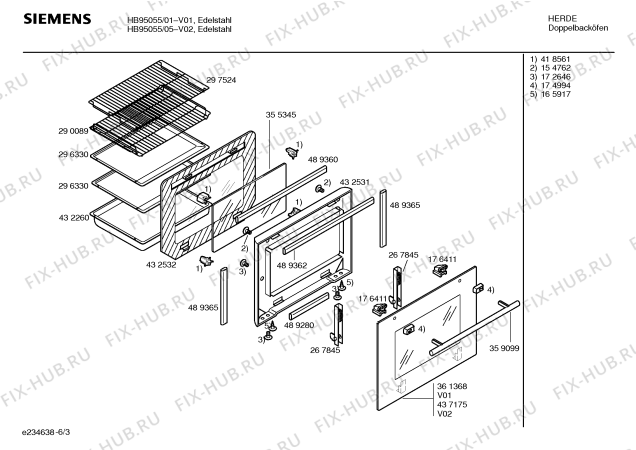Схема №6 HB95055 с изображением Инструкция по эксплуатации для электропечи Siemens 00586411