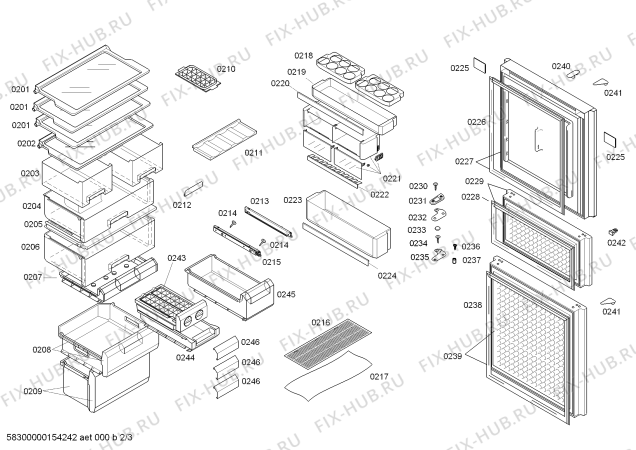 Схема №3 KK25F2660W с изображением Дверь для холодильника Siemens 00248333