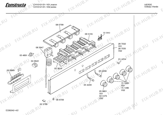 Схема №4 CH10021 с изображением Переключатель для плиты (духовки) Bosch 00031476