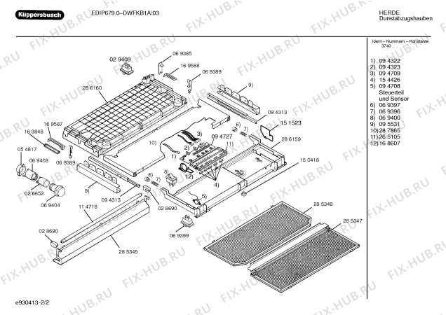 Схема №1 DWFKB1A EDIP 679.0 с изображением Панель управления для вентиляции Bosch 00265105