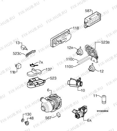 Взрыв-схема посудомоечной машины Privileg 706627_11152 - Схема узла Electrical equipment 268