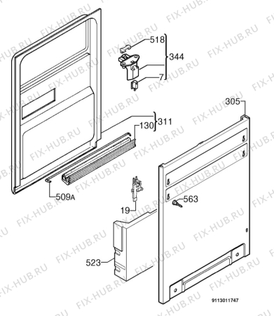 Взрыв-схема посудомоечной машины Aeg F84475VI - Схема узла Door 003