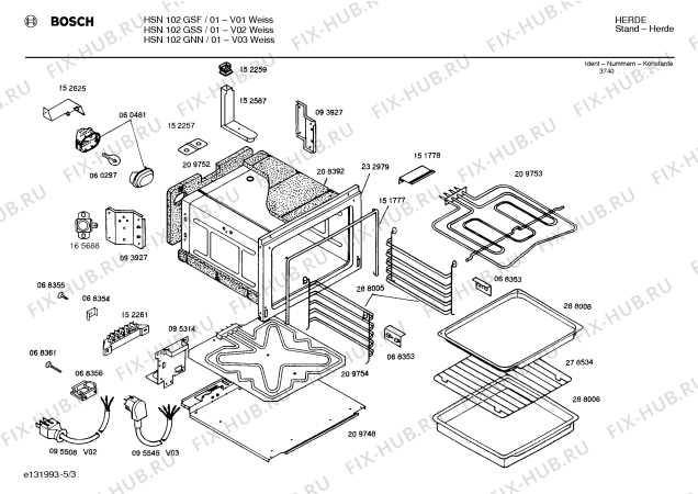 Схема №4 HSN102GSS с изображением Инструкция по эксплуатации для духового шкафа Bosch 00517573