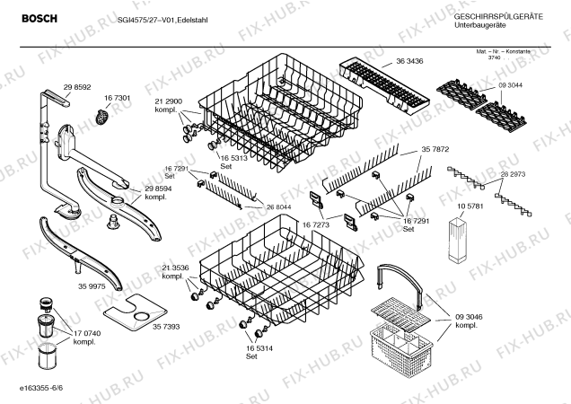 Взрыв-схема посудомоечной машины Bosch SGI4575 Silence - Схема узла 06