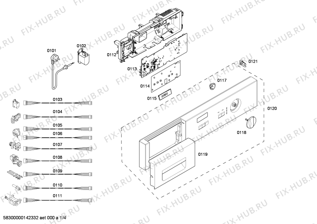 Схема №4 WI10E260EE с изображением Панель управления для стиралки Siemens 00668074