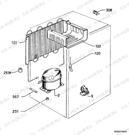 Взрыв-схема холодильника Zanussi ZBA3141 - Схема узла Cooling system 017