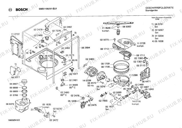 Схема №5 0730104629 SMS1100 с изображением Панель для посудомоечной машины Bosch 00116574