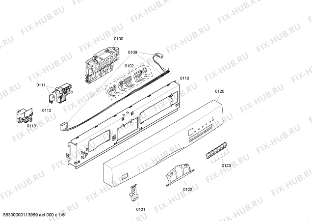 Схема №6 SGO45M02SK с изображением Передняя панель для посудомоечной машины Bosch 00447709