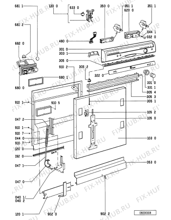 Схема №2 ADG 934 WH с изображением Панель для электропосудомоечной машины Whirlpool 481245379615