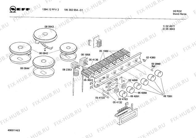 Схема №6 195302110 1384.11PEF с изображением Панель для электропечи Bosch 00113754