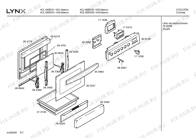 Схема №5 4CL182N с изображением Столешница для электропечи Bosch 00218656