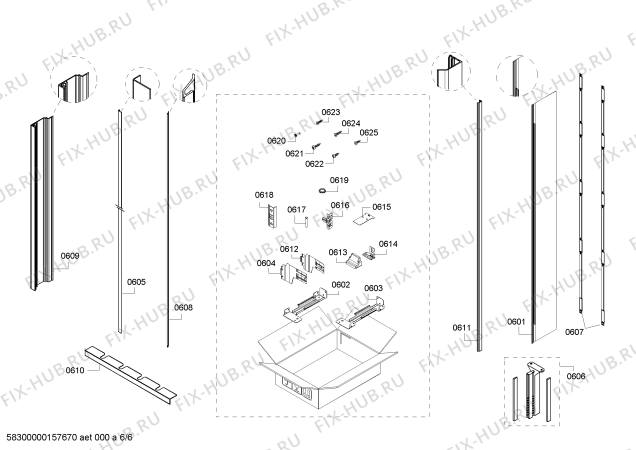 Схема №5 FIN30MIIL1 F 1811 VI с изображением Уплотнитель двери для холодильника Bosch 00244229