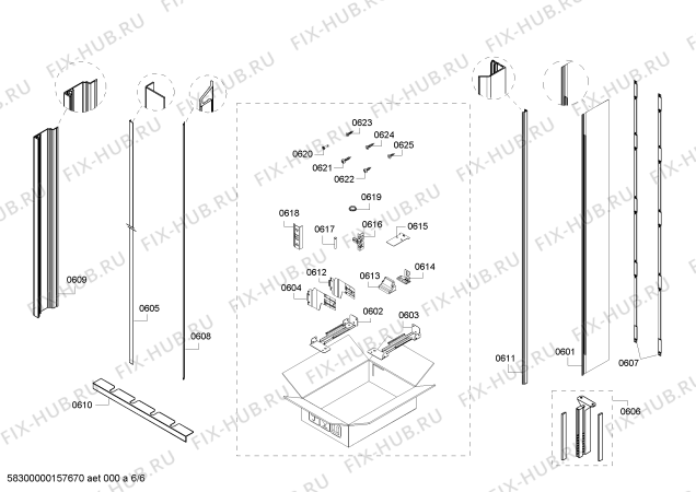 Схема №5 RF463202 с изображением Крепеж для холодильной камеры Bosch 00621606