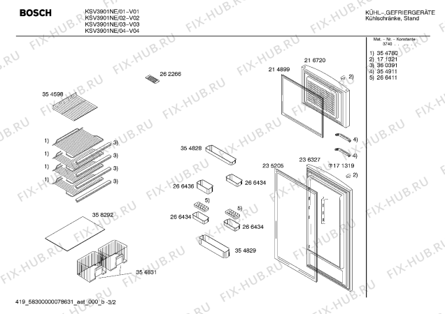 Взрыв-схема холодильника Bosch KSV3901NE - Схема узла 02