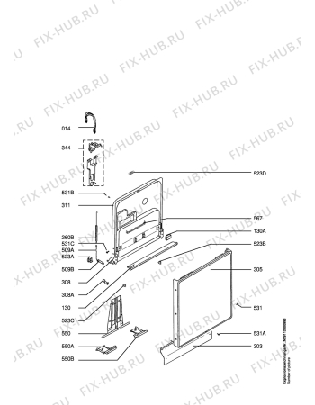 Взрыв-схема посудомоечной машины Aeg FAVRELAX - Схема узла Door 003