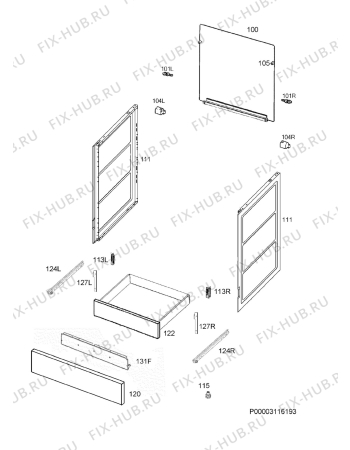 Взрыв-схема плиты (духовки) Electrolux EKG60100VX - Схема узла Housing 001