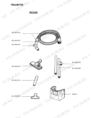 Взрыв-схема пылесоса Rowenta RD206 - Схема узла RD206FR_.__2