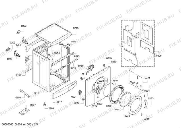 Схема №5 WM14E190FG IQ300 varioPerfect с изображением Инструкция по установке/монтажу для стиральной машины Siemens 00564666