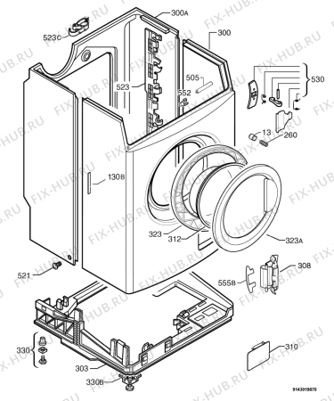 Взрыв-схема стиральной машины Zanussi Electrolux ZWF1640W - Схема узла Housing 001