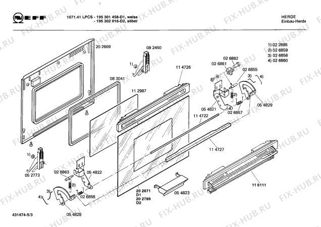 Схема №5 195302016 1071.41LPCS с изображением Ручка управления духовкой для духового шкафа Bosch 00026865
