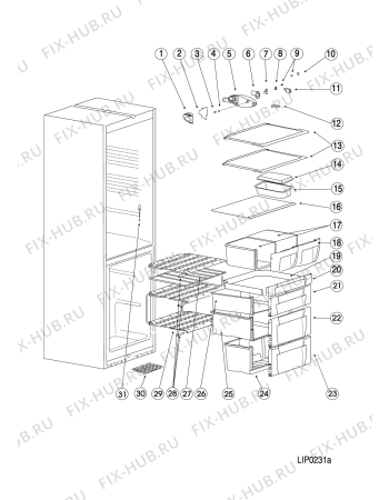 Взрыв-схема холодильника Indesit NBHA180NX (F075467) - Схема узла