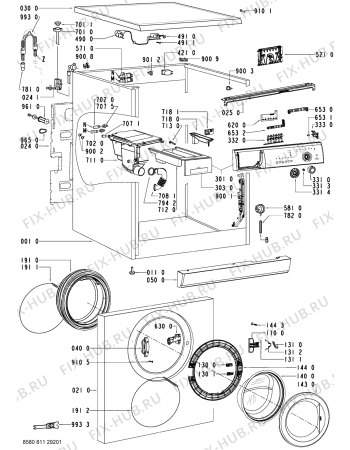 Схема №1 FL 1260 NB с изображением Рукоятка для стиральной машины Whirlpool 480111102938