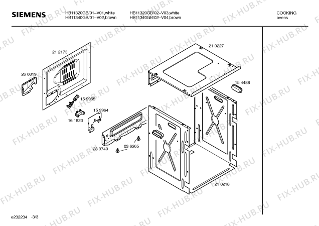 Взрыв-схема плиты (духовки) Siemens HB11320GB - Схема узла 03