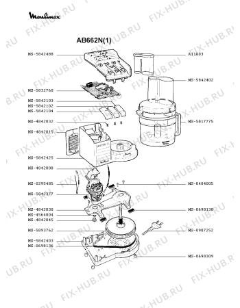 Взрыв-схема кухонного комбайна Moulinex AB662N(1) - Схема узла MP000430.6P2