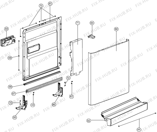 Взрыв-схема посудомоечной машины Gorenje GU62250W (388465, UNPT12T1) - Схема узла 07